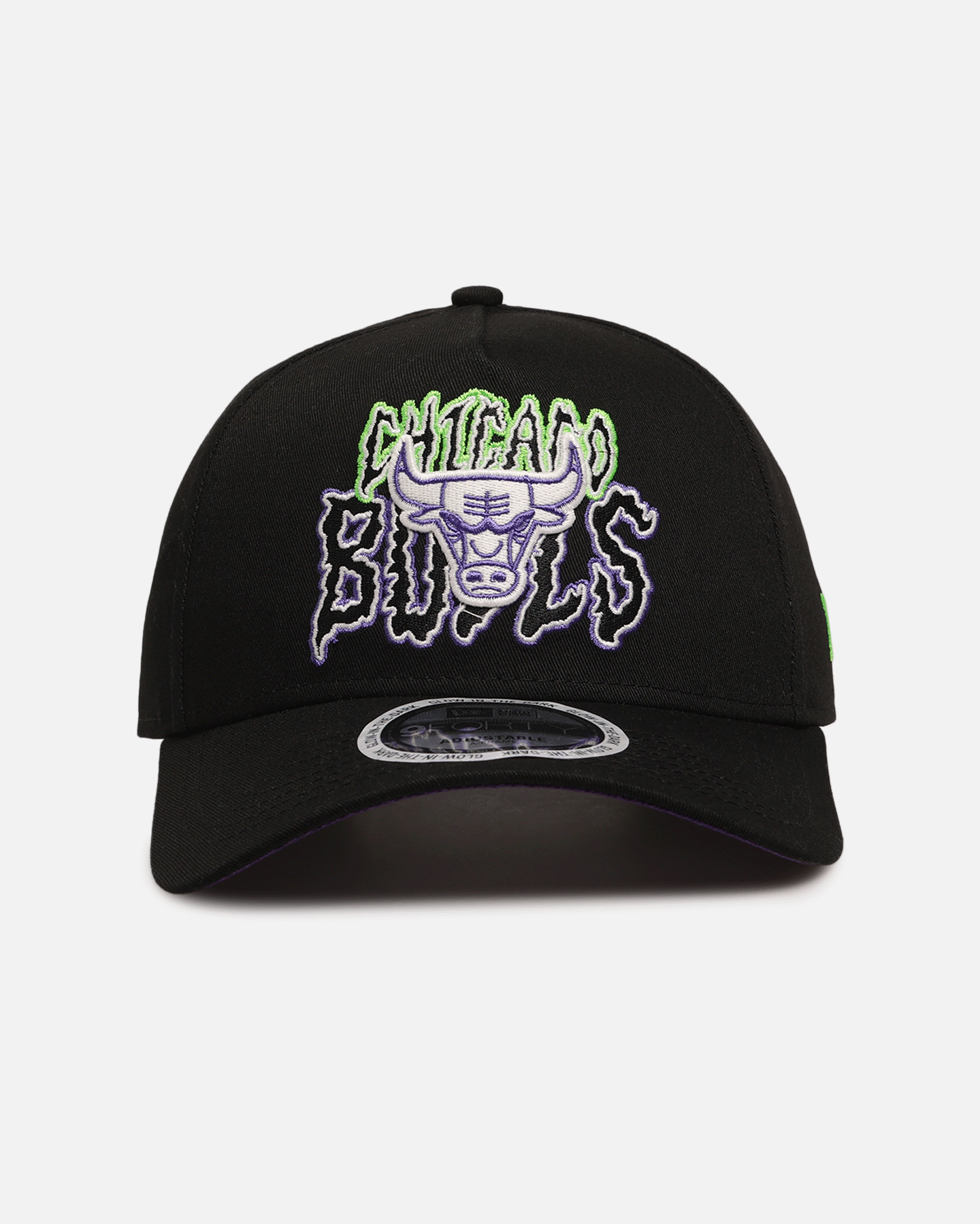 New Era Chicago Bulls 'Spooky Script' 9FORTY A-Frame Snapback Black/Green/Purple
