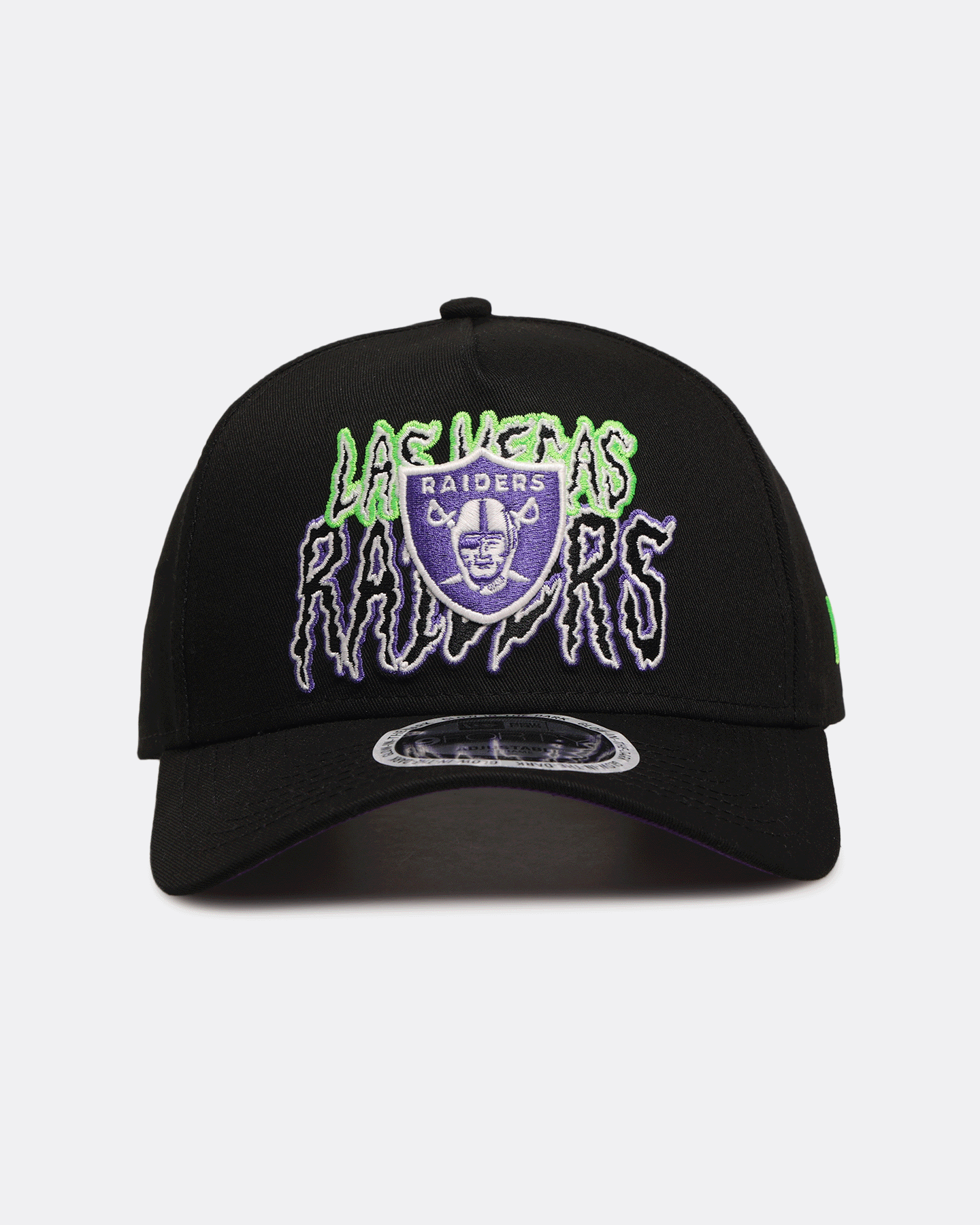 New Era Las Vegas Raiders 'Spooky Script' 9FORTY A-Frame Snapback Black/Green/Purple