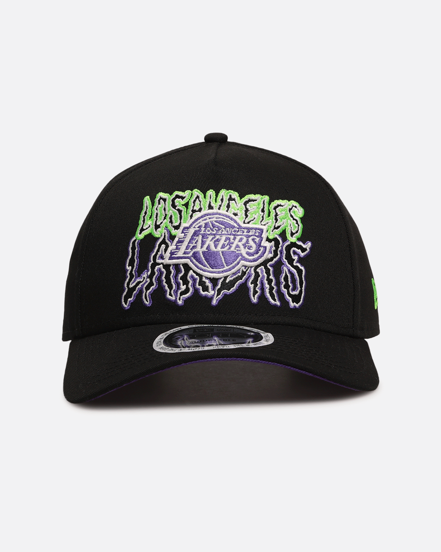 New Era Los Angeles Lakers 'Spooky Script' 9FORTY A-Frame Snapback Black/Green/Purple
