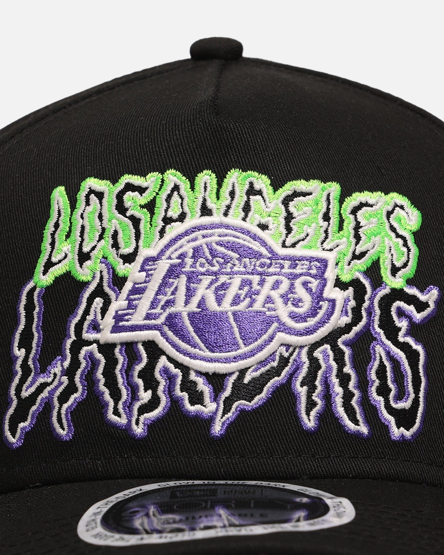 New Era Los Angeles Lakers 'Spooky Script' 9FORTY A-Frame Snapback Black/Green/Purple