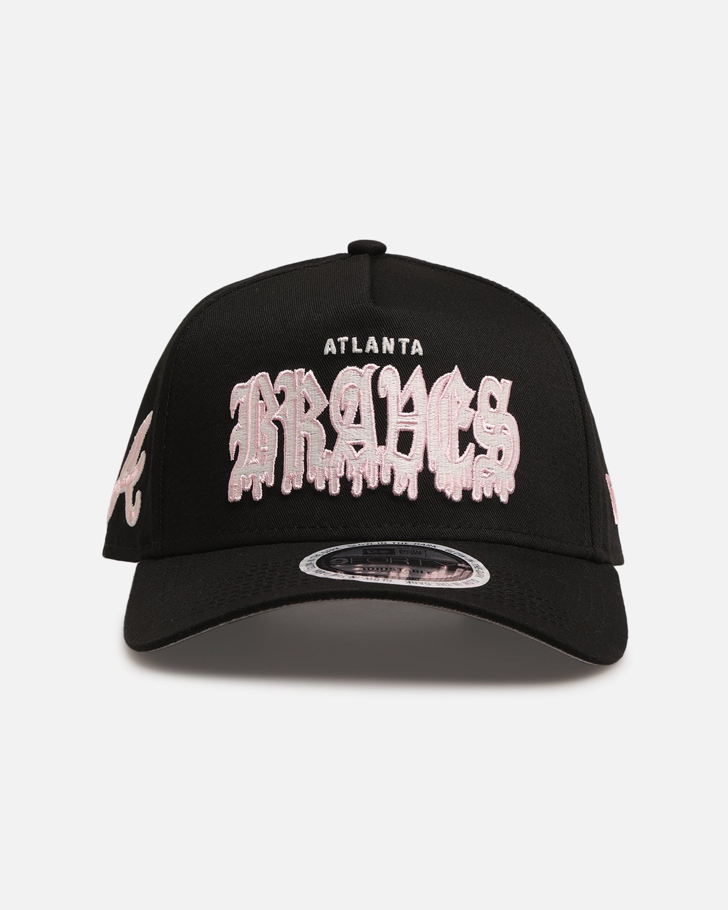 New Era Atlanta Braves 'Drip Glow Script' 9FORTY A-Frame Snapback Black/Pink