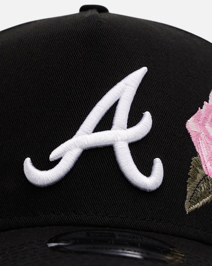 New Era Atlanta Braves 'Pink Rose Embroidery' 9FORTY A-Frame Snapback Black/Pink