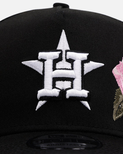 New Era Houston Astros 'Pink Rose Embroidery' 9FORTY A-Frame Snapback Black/Pink