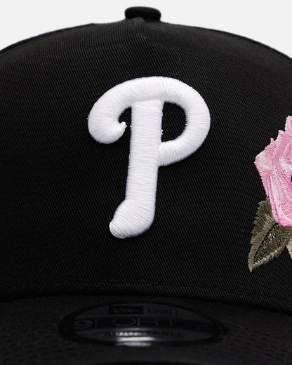 New Era Philadelphia Phillies 'Pink Rose Embroidery' 9FORTY A-Frame Snapback Black/Pink