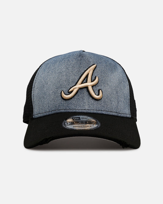 New Era Atlanta Braves 'Bleach' 9FORTY A-Frame Trucker Snapback Denim