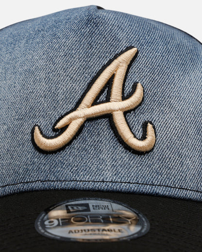 New Era Atlanta Braves 'Bleach' 9FORTY A-Frame Trucker Snapback Denim