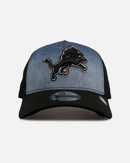 New Era Detroit Lions 'Bleach' 9FORTY A-Frame Trucker Snapback Denim