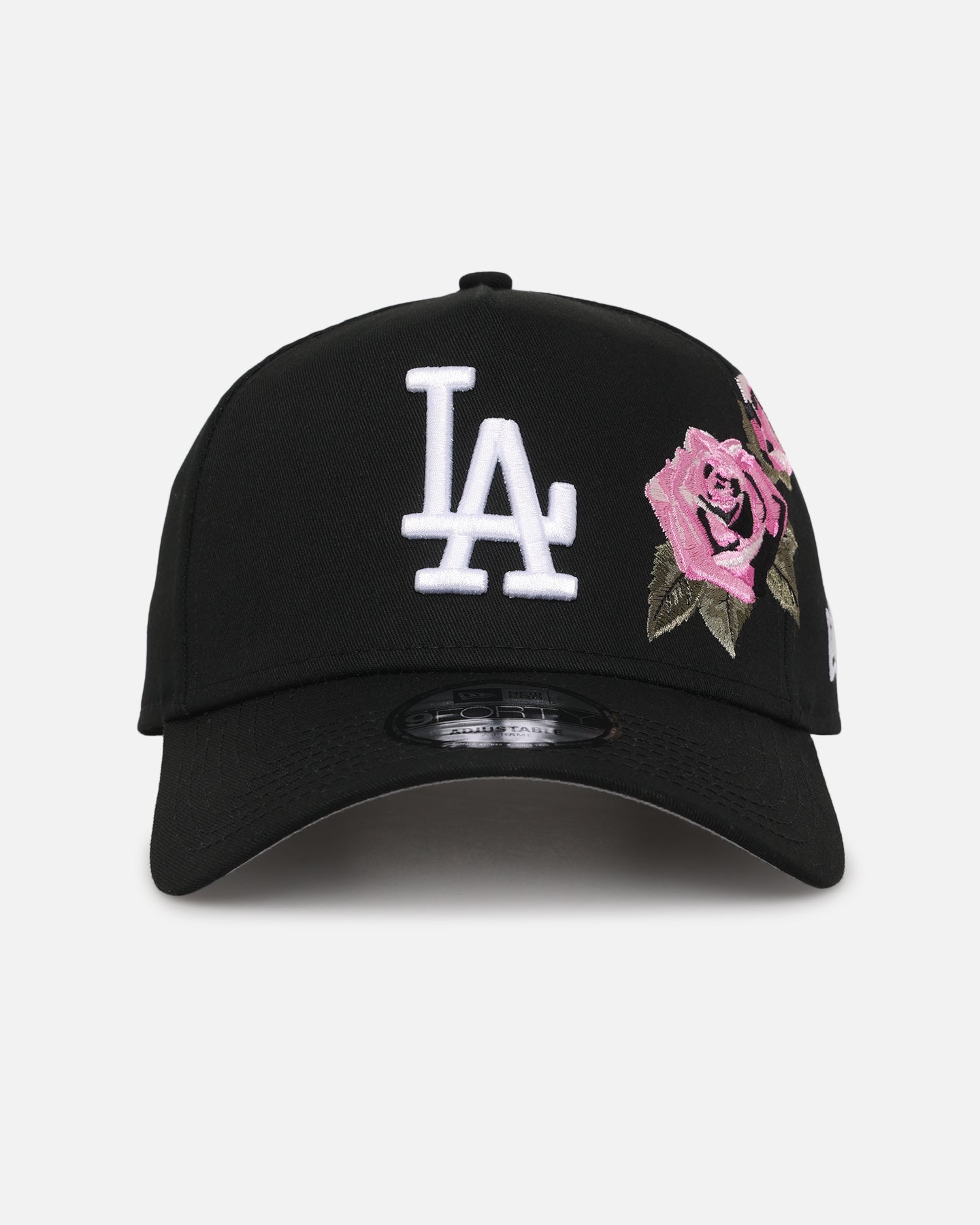 New Era Los Angeles Dodgers 'Pink Rose Embroidery' 9FORTY A-Frame Snapback Black/Pink
